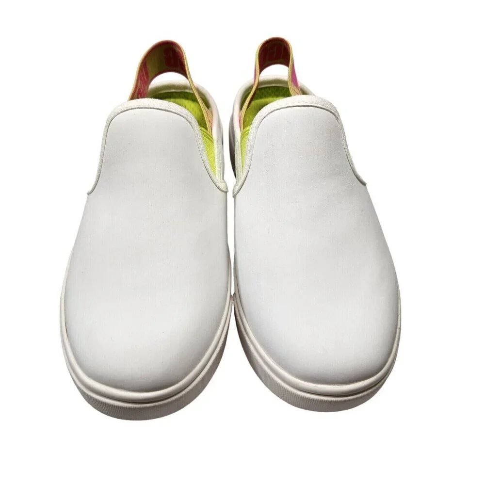Ugg Size 6 M Aivey Slingback Leather Sneakers Shoes Slip On White Green 154